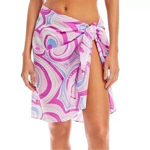 Aqua Swim Sz OS Printed Cover-up Pareo in Pink Swirl ~ sarong tie cover up